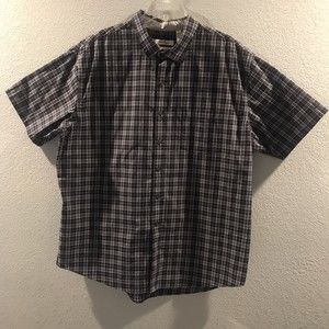 VAN HEUSEN Blue  Plaid Shirt - Front Pocket - Short Sleeve 18-18.5 XXL/T…